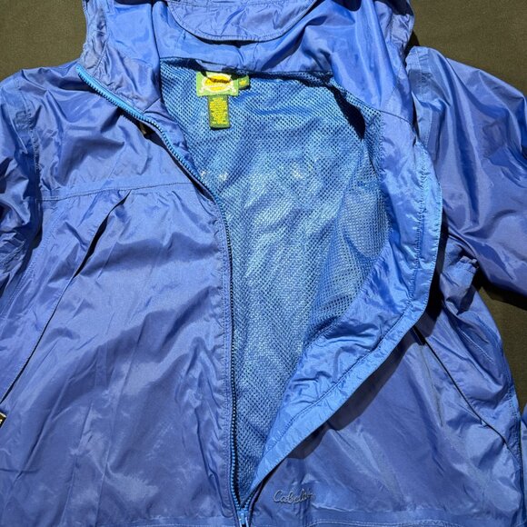 Cabelas Women’s Packable Windbreaker Large Blue Vented Hooded Full Zip - Picture 6 of 13